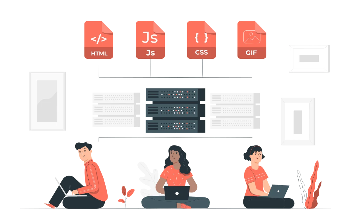 High performance web development dashboard illustration